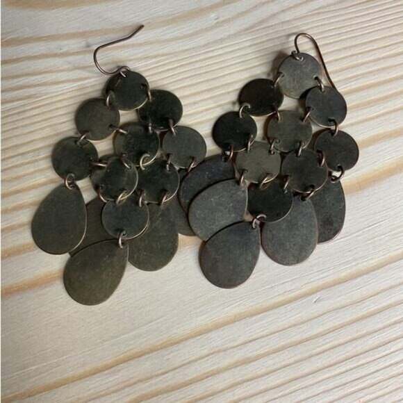 Chandler Dangle Teardrop Metal Earrings Pierced - Picture 2 of 3